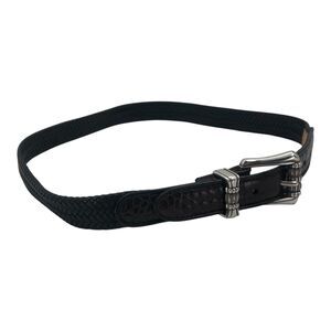 Brighton 90s Genuine Leather Brown Black Braided Womens Belt Silver Buckle Sz 32